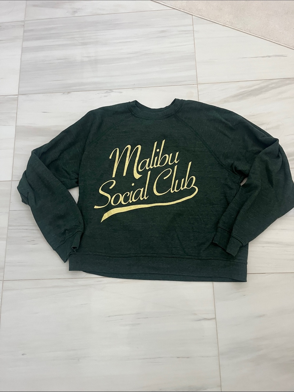 Sunny Somewhere Malibu Social Club Dark Green Sweatshirt with Yellow Script